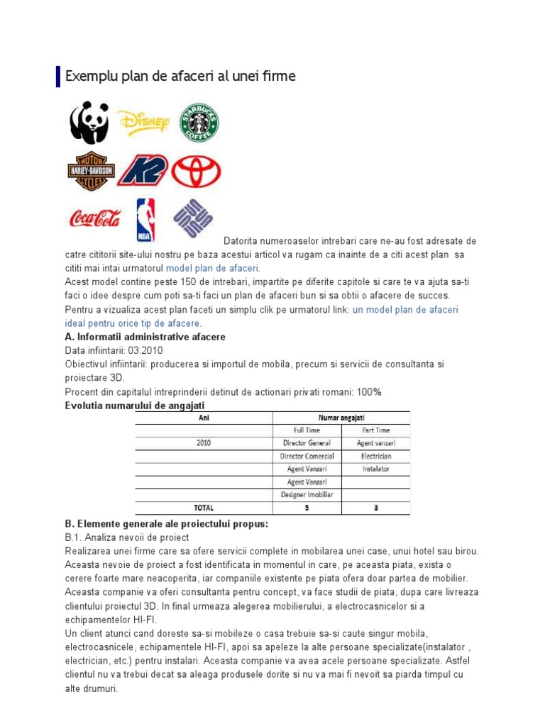 Model plan de afaceri vulcanizare auto