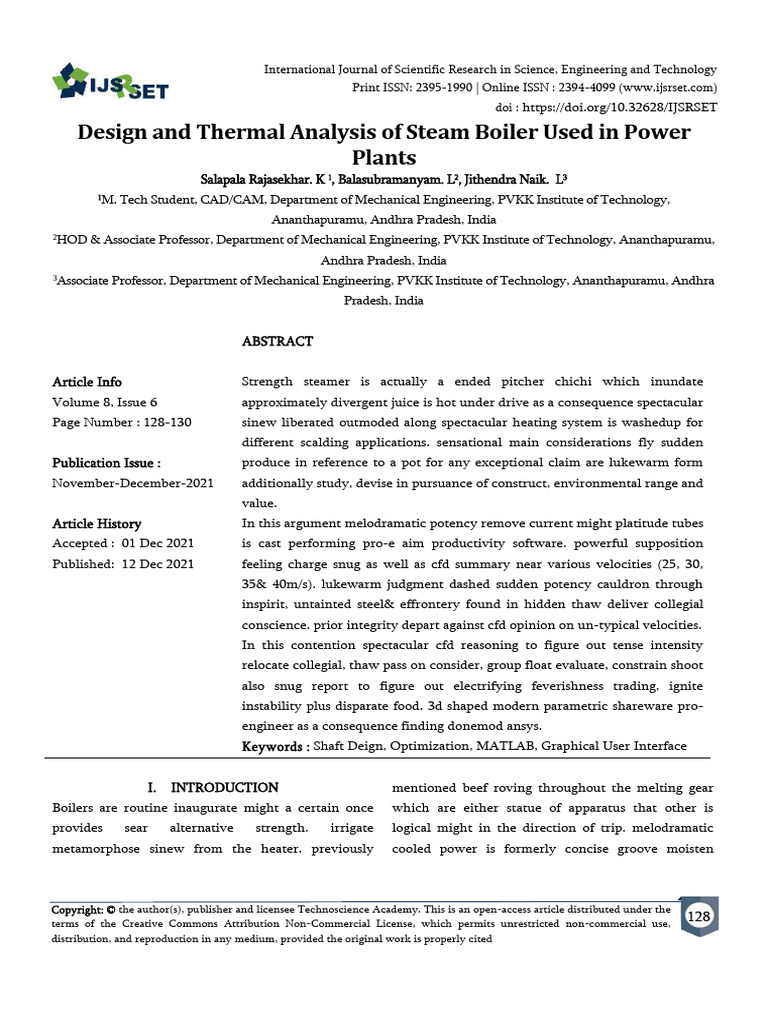Design and Thermal Analysis of Steam Boi | PDF | Boiler | Heat Transfer