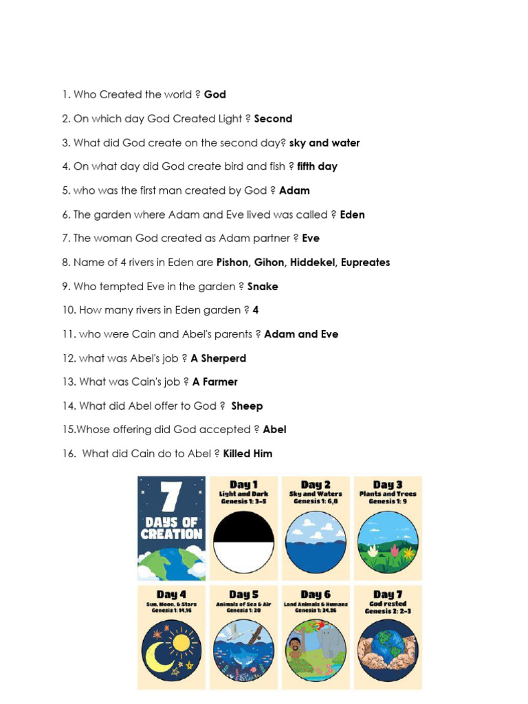 Creation Story: Key Biblical Events | PDF