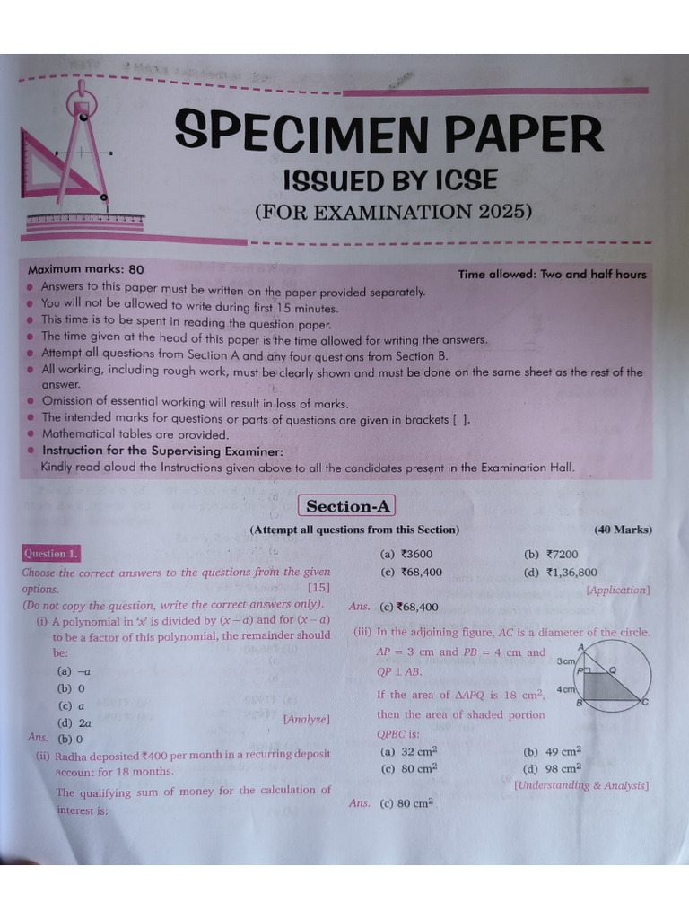 Sample Papers Maths Pdf