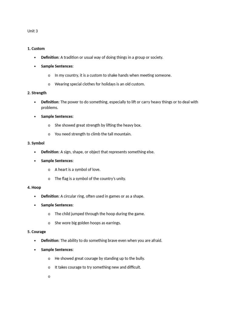 Vocabulary Definitions and Examples | PDF