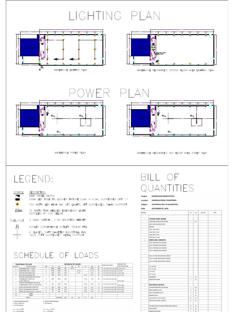 Warehouse Renovation - Electrical Plan | PDF