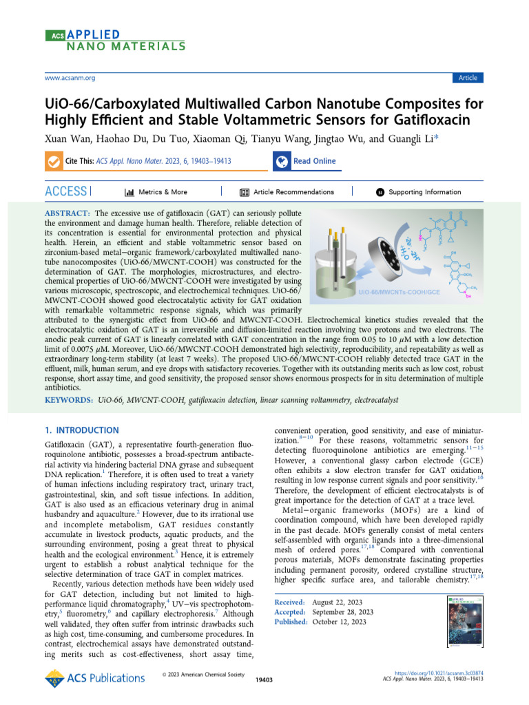 Wan Et Al 2023 Uio 66 Carboxylated Multiwalled Carbon Nanotube ...