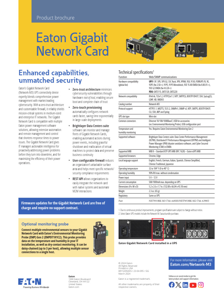 Eaton Network M3 Brochure Br152092en 0 | PDF | Network Interface ...