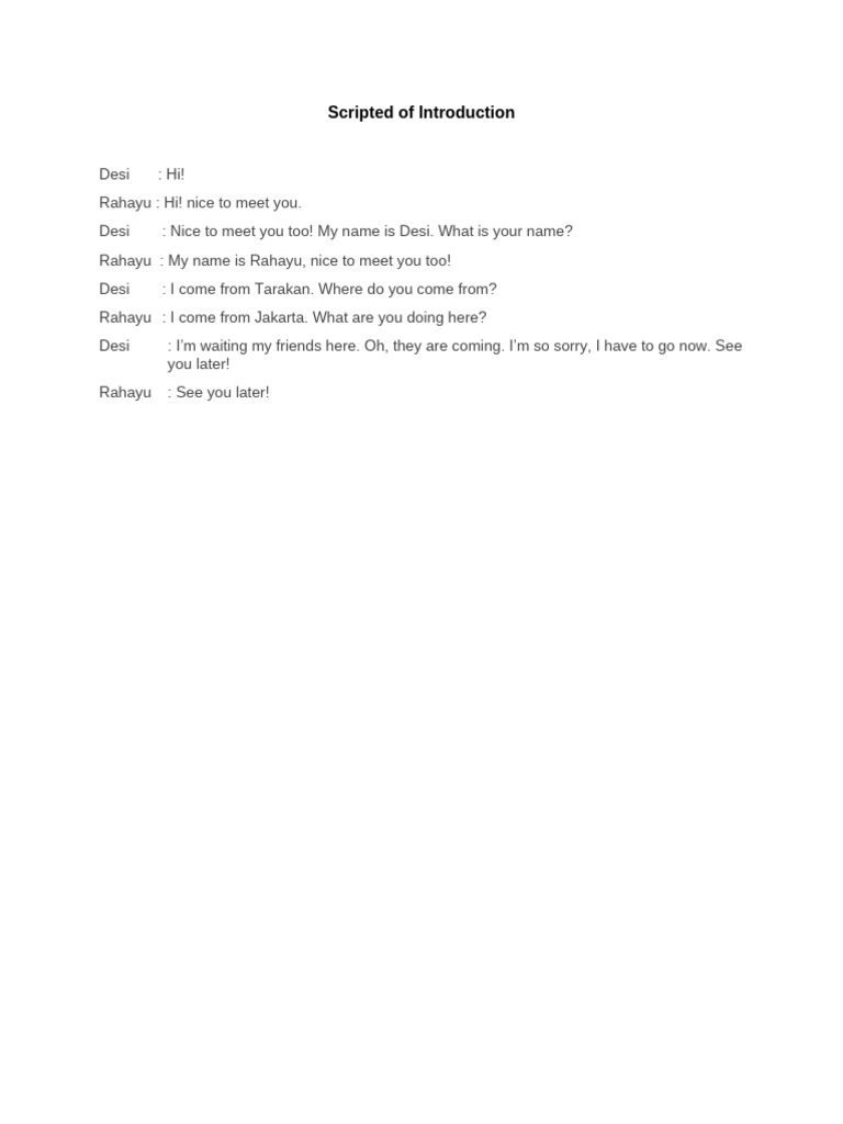 Casual Introduction Dialogue | PDF