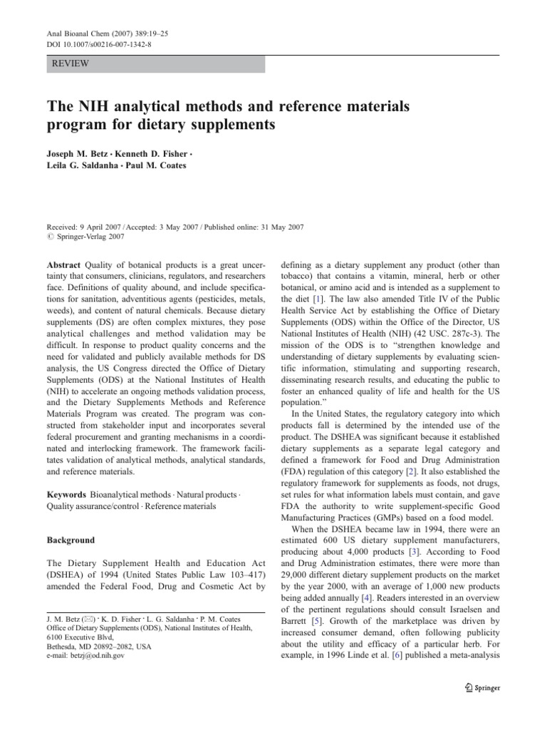 1 - The Nih Analytical Methods and Reference Materials Program For ...