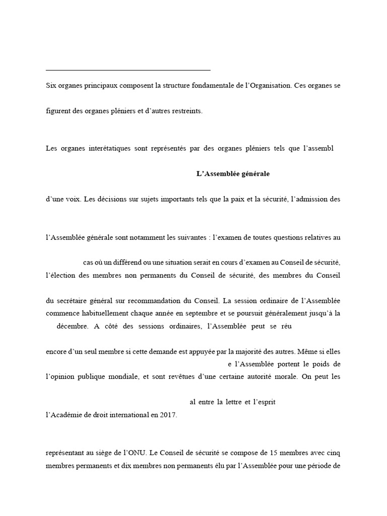 Structure des organes de l'ONU | PDF | Conseil de sécurité des Nations ...