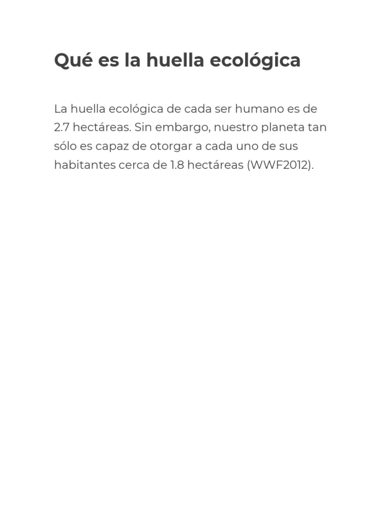 Huella Ecológica: Impacto y Datos Clave | PDF | Entorno natural ...