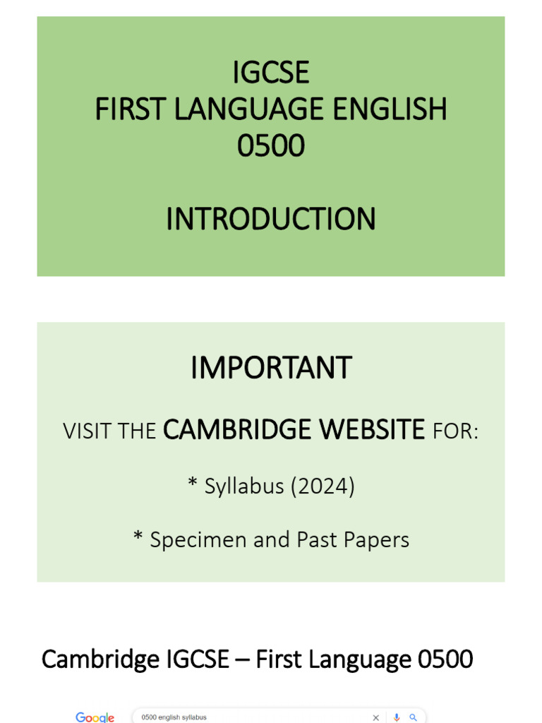 IGCSE First Language English 0500 Guide | PDF