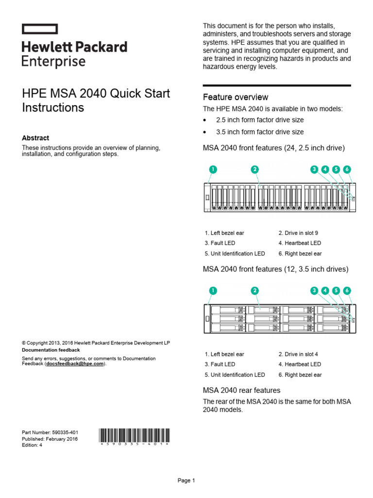 HPE MSA Systems Installation Instructions-C02523110 | PDF | Computer ...