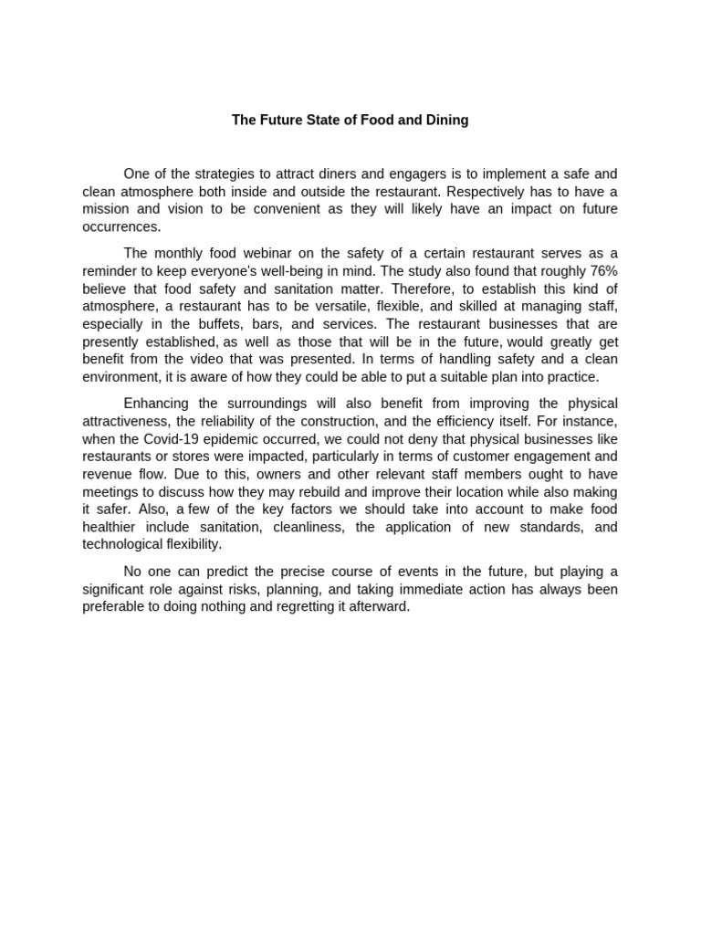 The Future State of Food and Dining | PDF