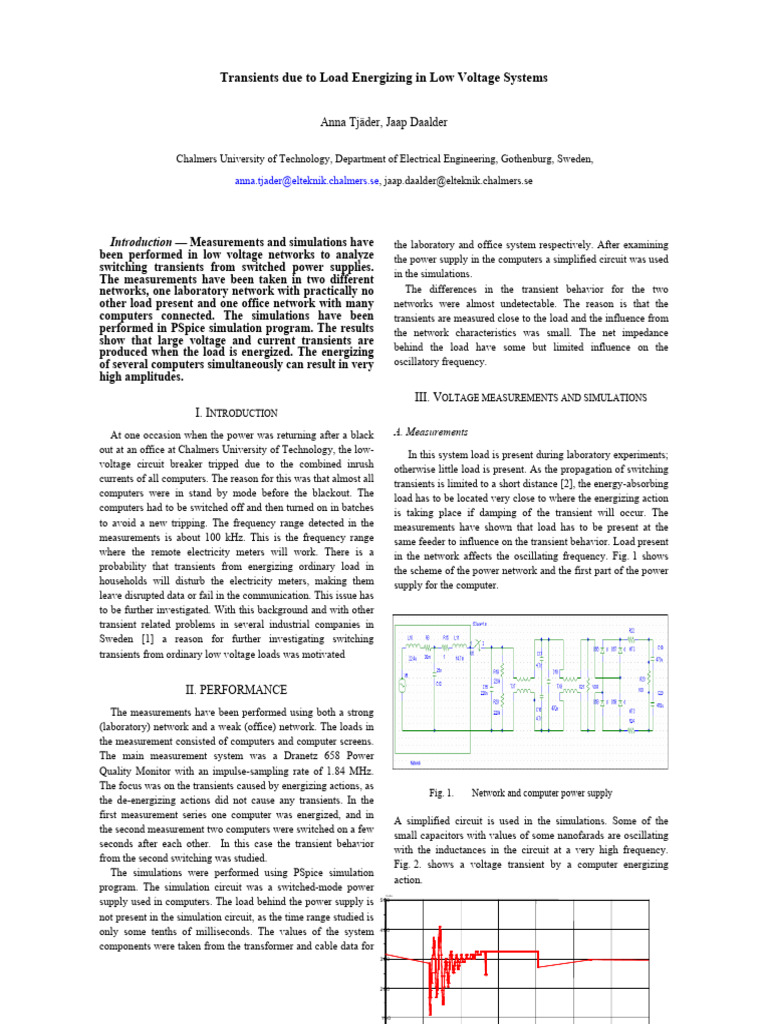 Load Energizing Transients in Low Voltage Systems | PDF | Power Supply ...
