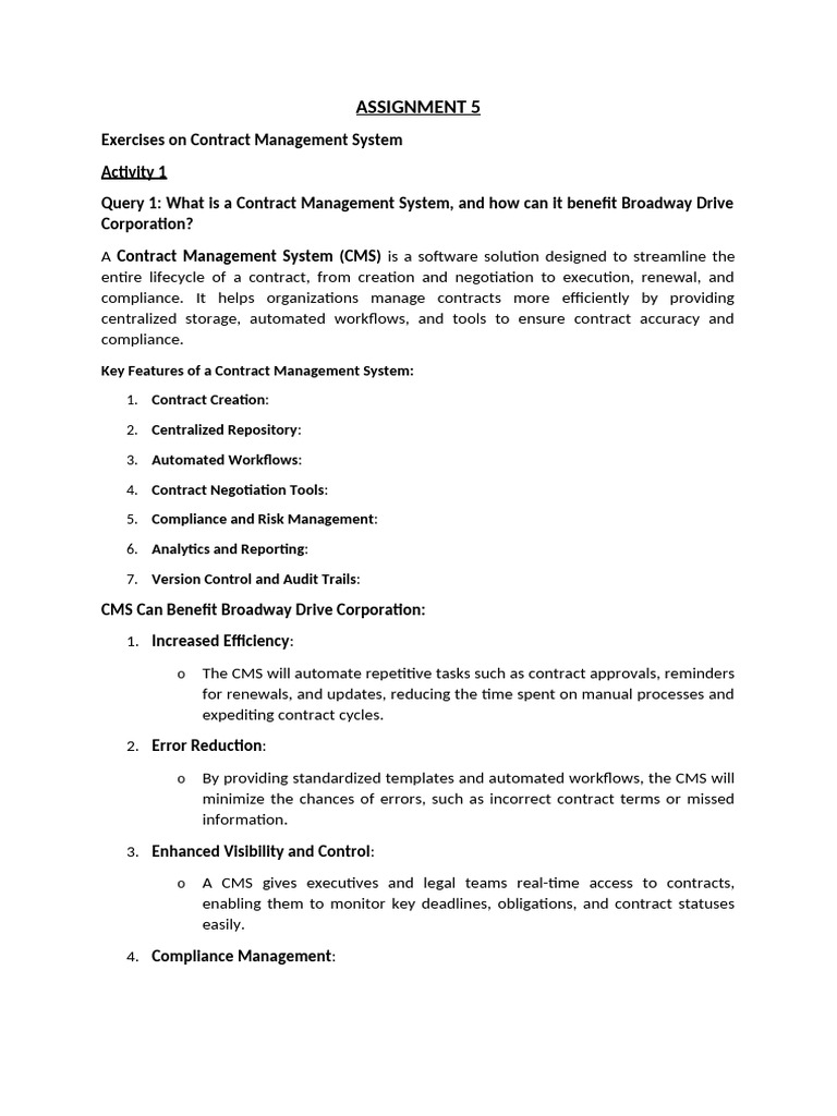 Assignment 5 - Exercise On Contract Mangement System | PDF | Databases ...