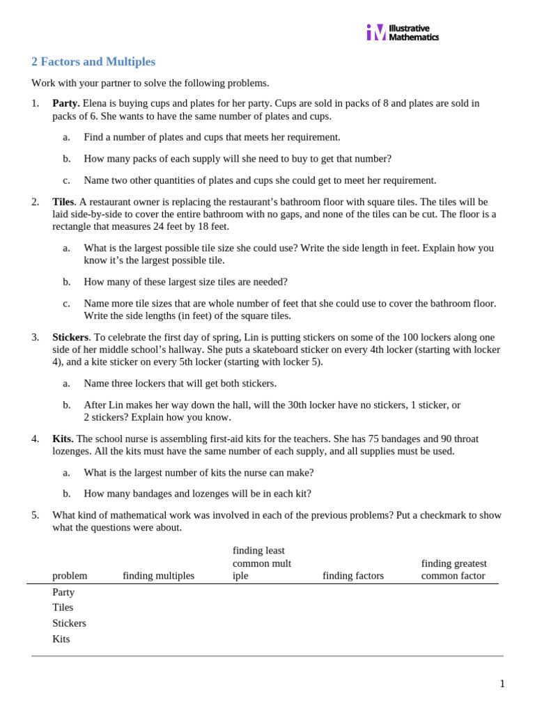 Using Common Multiples and Common Factors To Solve Problems | PDF
