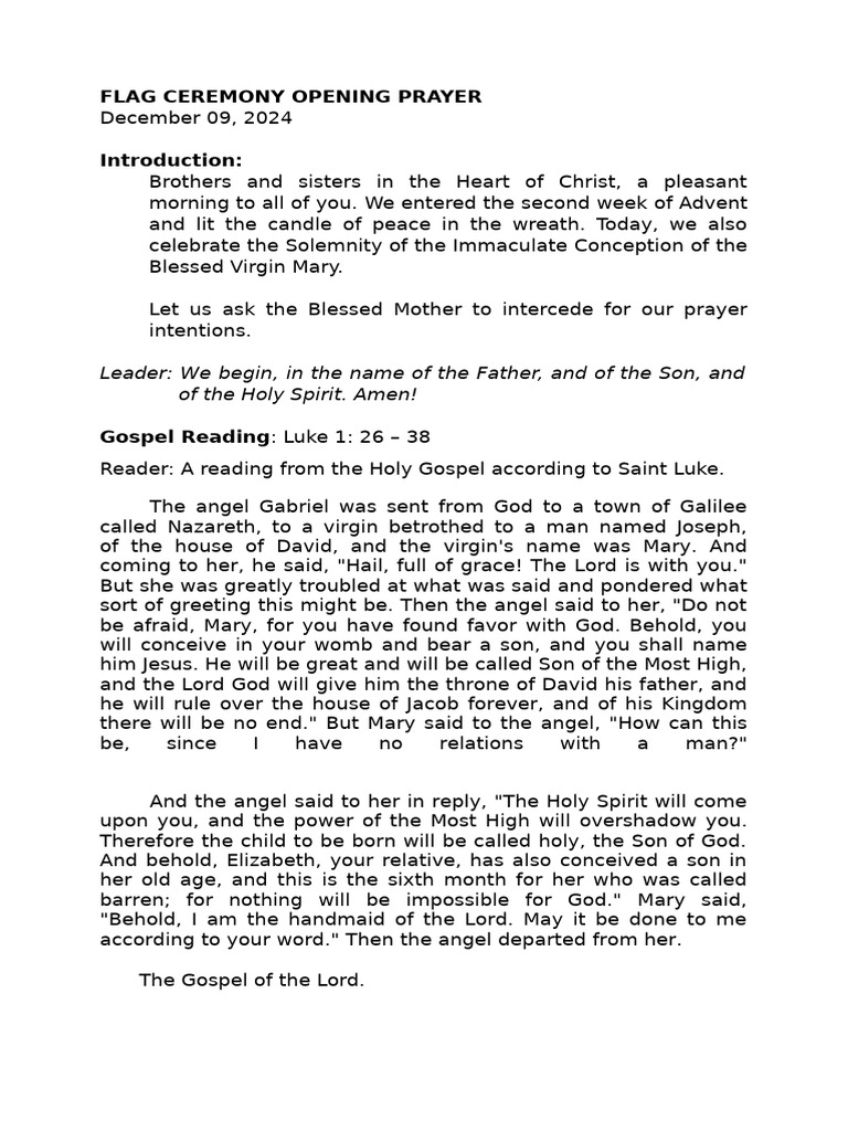 Advent Flag Ceremony Prayer Guide | PDF | Mary, Mother Of Jesus | Theology