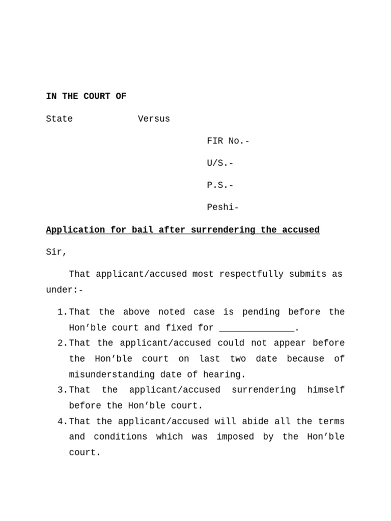Bail Application After Surrender | PDF