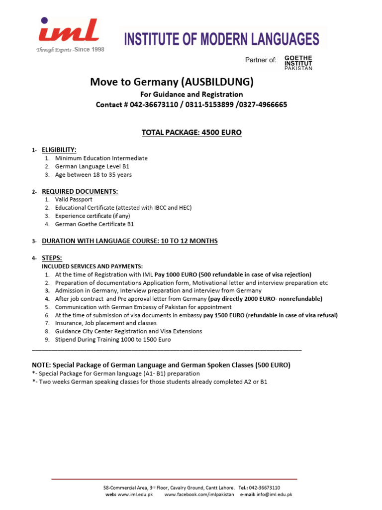 updated - IML PACKAGE FOR AUSBILDUNG (20th November) 2024 | PDF