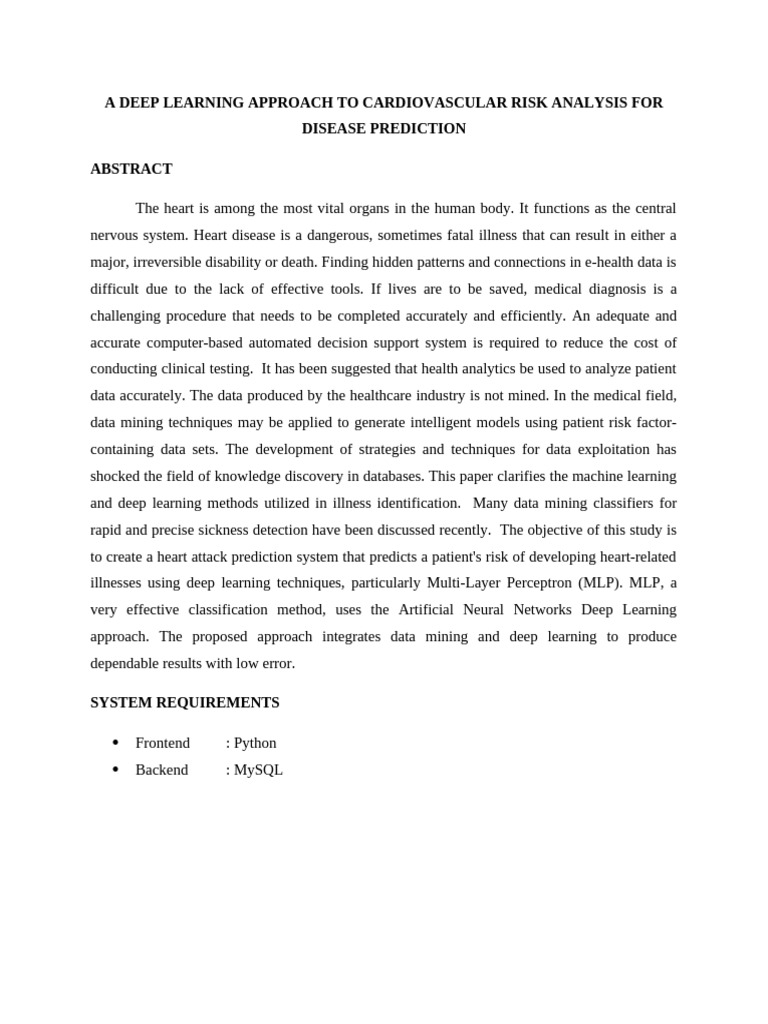 Heart Disease Prediction Using Deep Learning Algorithm | PDF