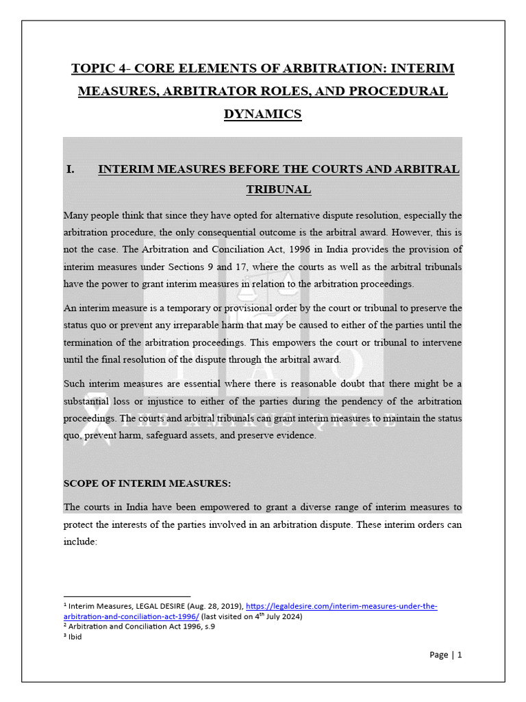 Topic 4 - Core Elements of Arbitration | PDF | Arbitration | Arbitral ...