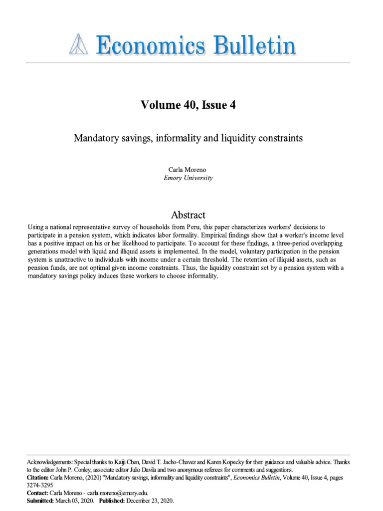 Mandatory Savings, Informality and Liquidity Constraints (2020) - Carla ...