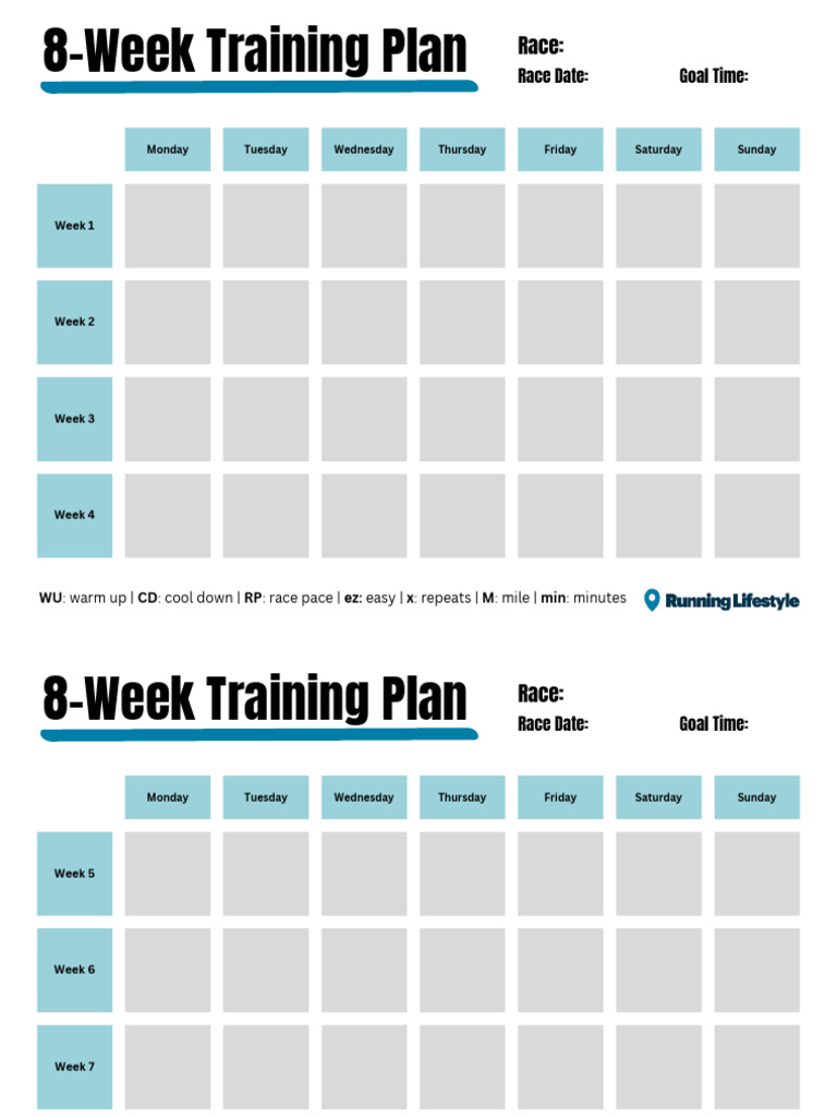 8-Week Marathon Training Schedule | PDF