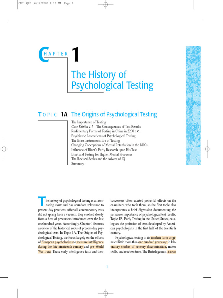Origins of the Mental Testing Movement | PDF | Psychology ...