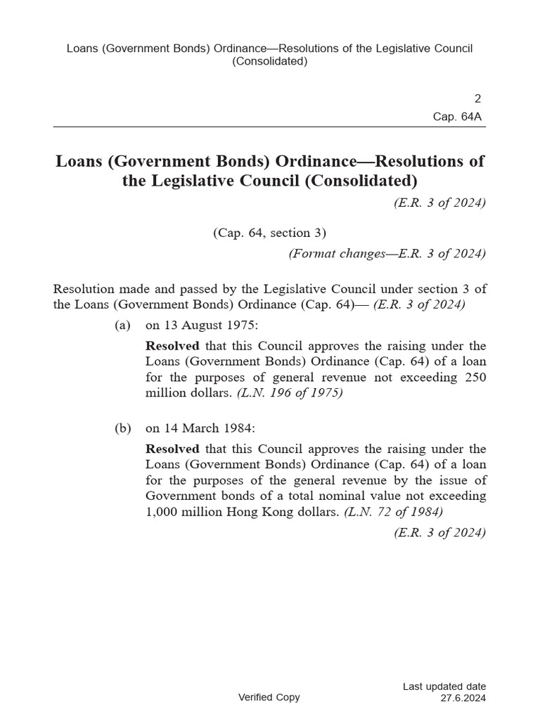 Legislative Council Loan Resolutions | PDF