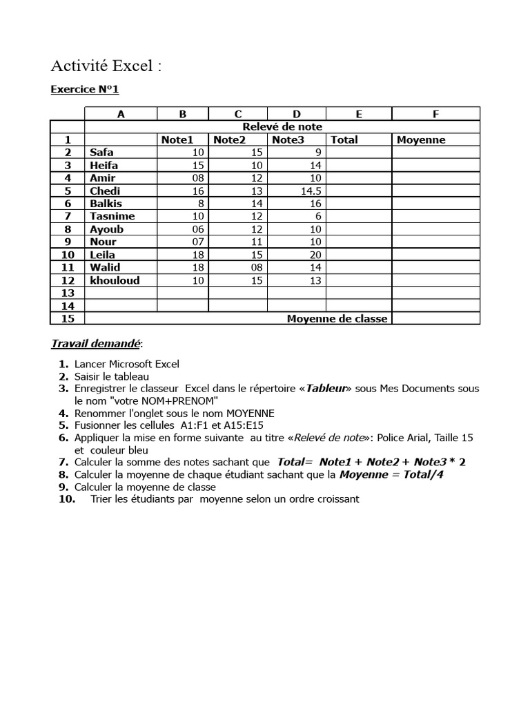 Exercices pratiques Excel corrigés | PDF | Microsoft Excel | Échecs