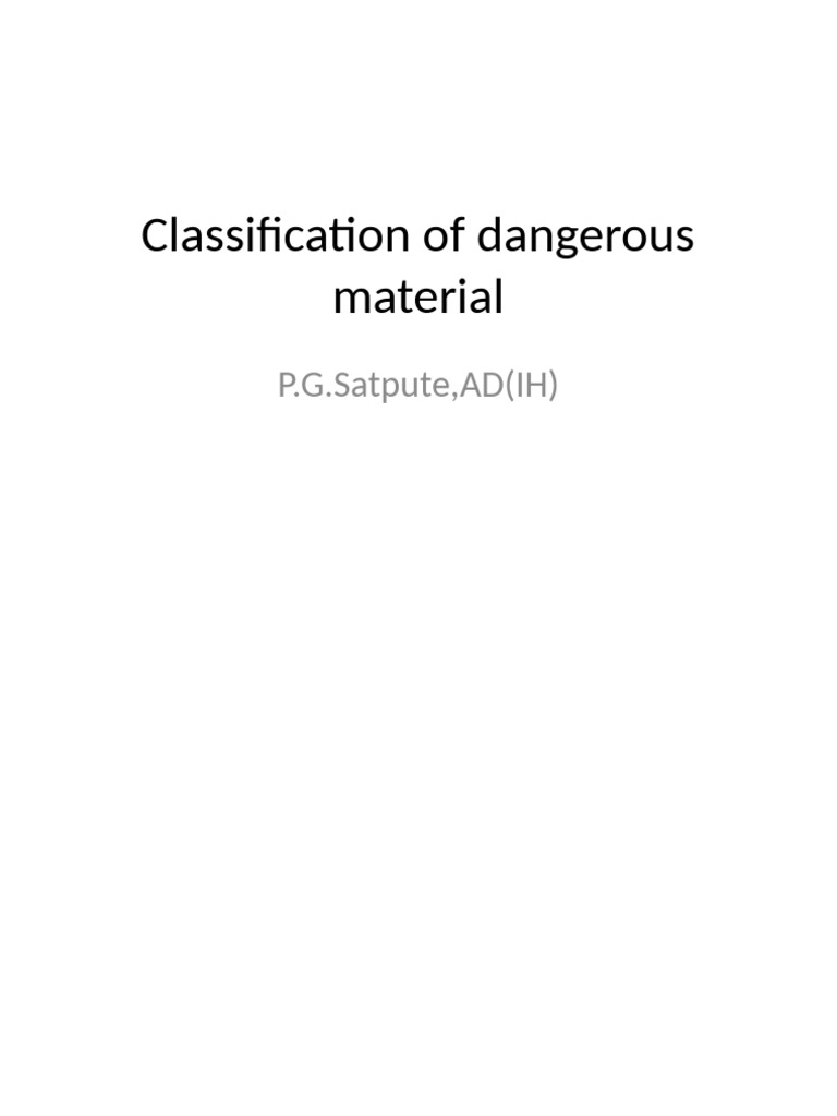Dangerous Materials Classification Guide | PDF | Chemistry | Materials