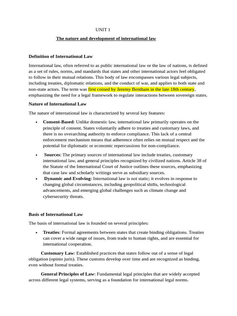 Overview of International Law Principles | PDF | International Law | Treaty