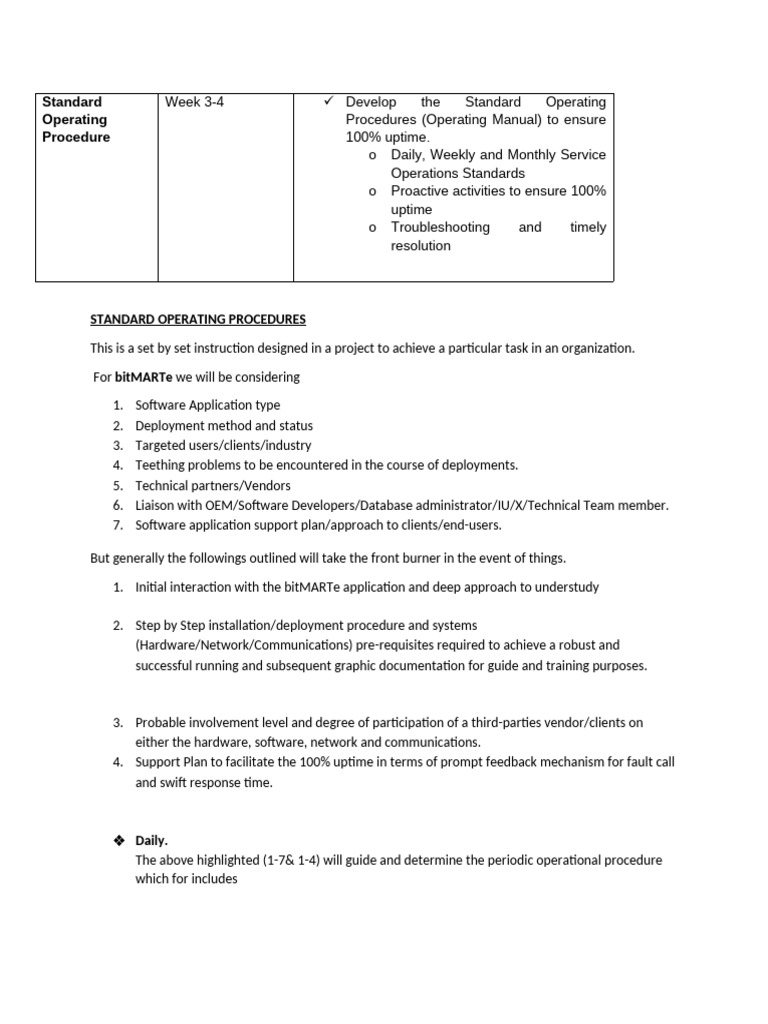 Standard Operating Procedure | PDF | Service Level Agreement | Software