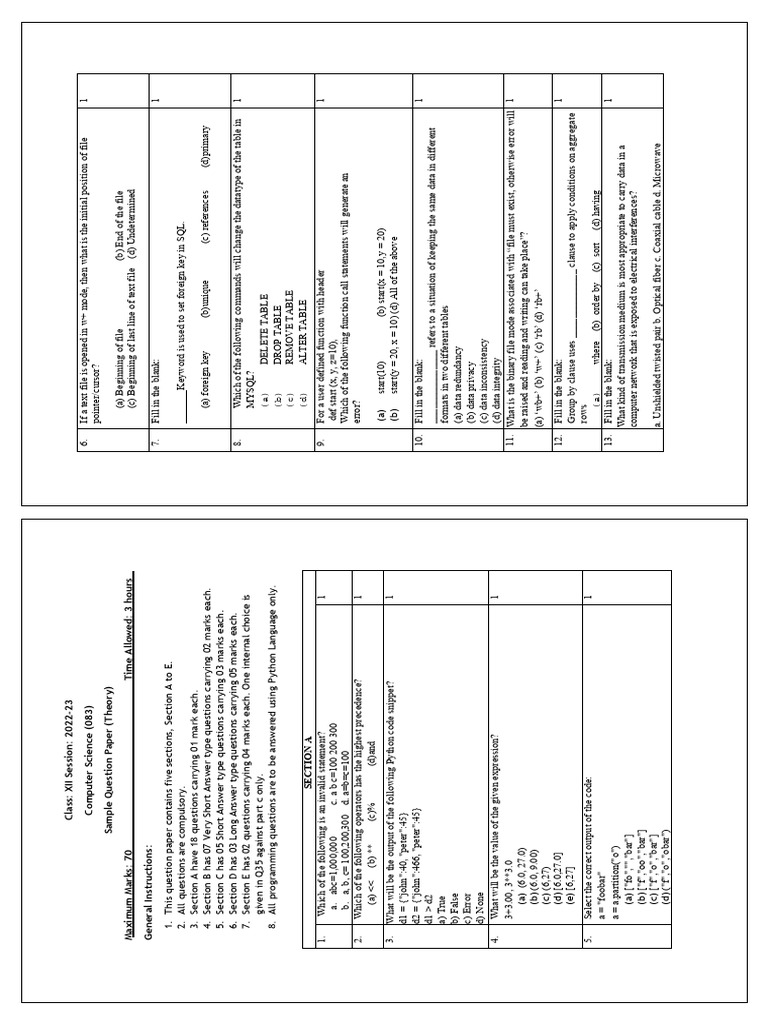 12-CS-BOARD-SET-1-QP | PDF | Parameter (Computer Programming) | Data ...