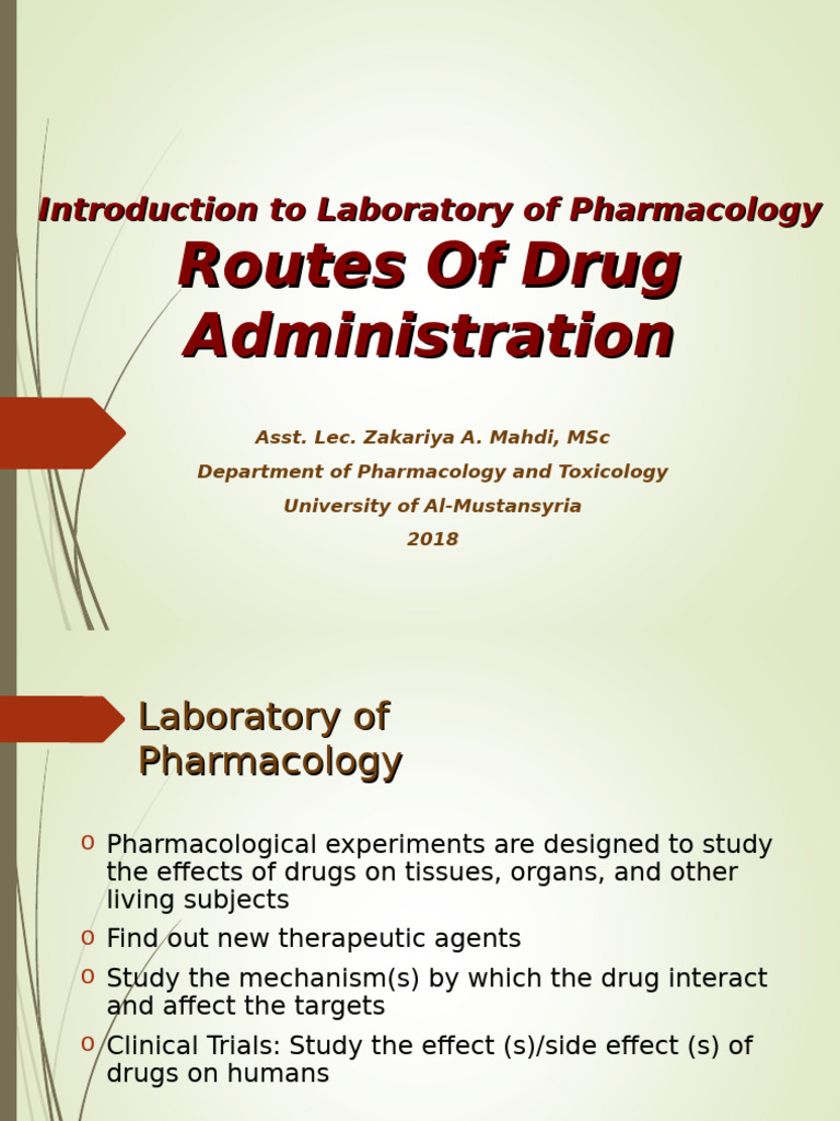 Routes of Drug Administration | PDF | Injection (Medicine) | Medical ...