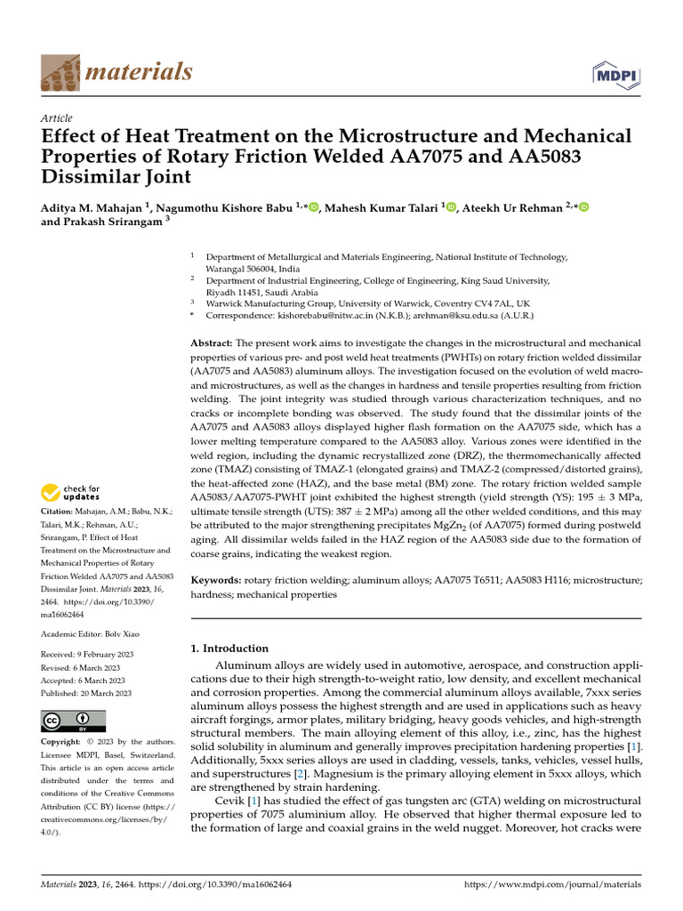 Effect of Heat Treatment On The Microstructure and | PDF | Construction ...