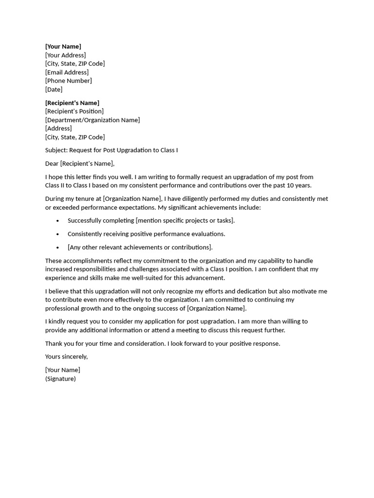 Application for Post Upgradation to Class I | PDF