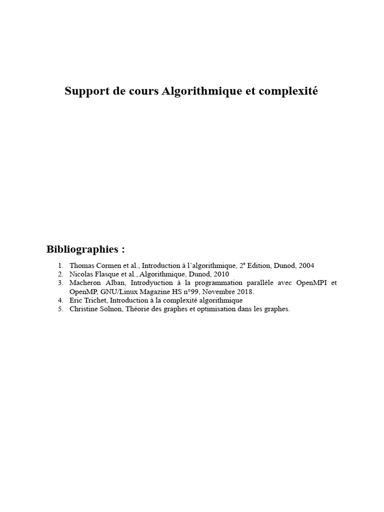 Support de Cours Algorithmique Et Complexité | PDF | Structure de ...