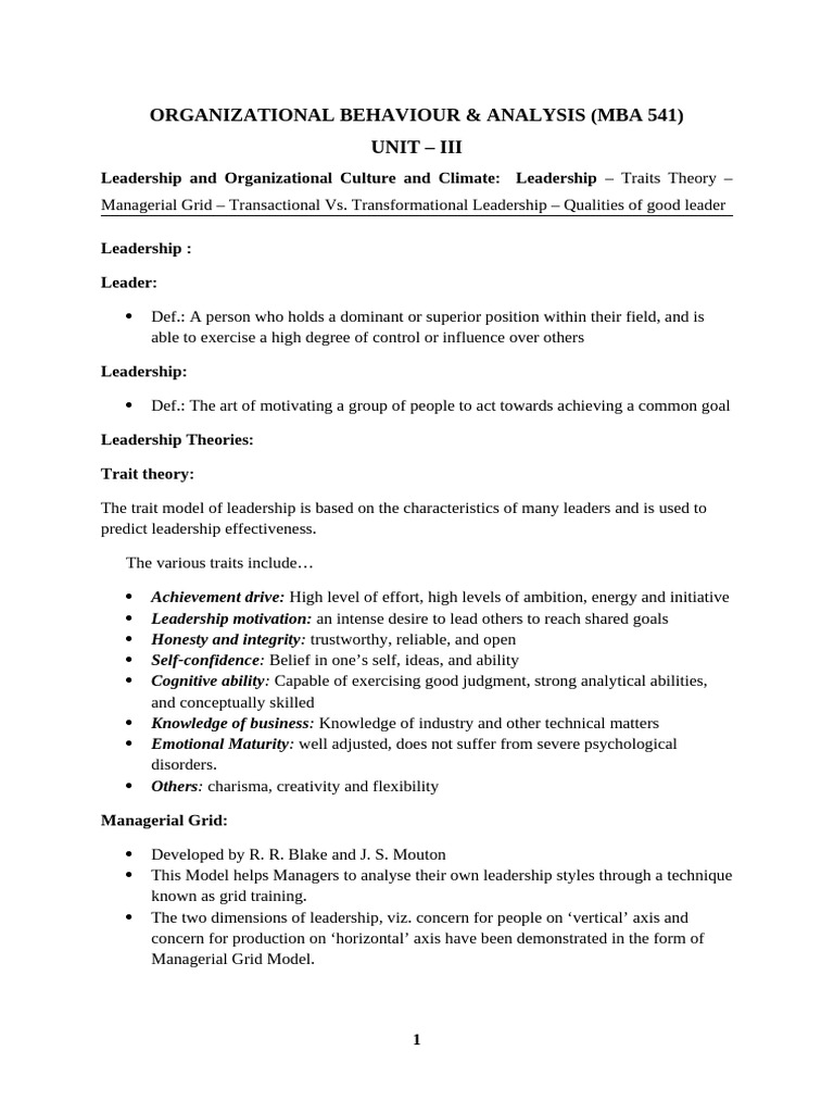 OB Chapter 3 | PDF | Leadership | Transformational Leadership