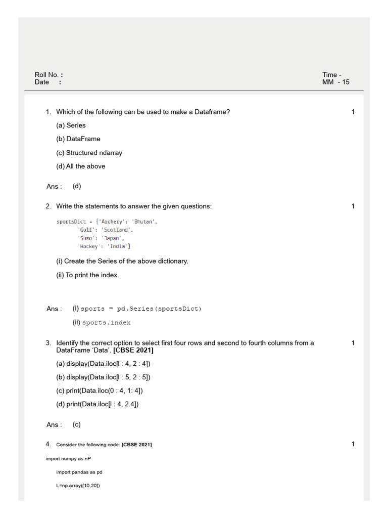 DataFrame Operations and Code Examples | PDF | Computer Programming ...