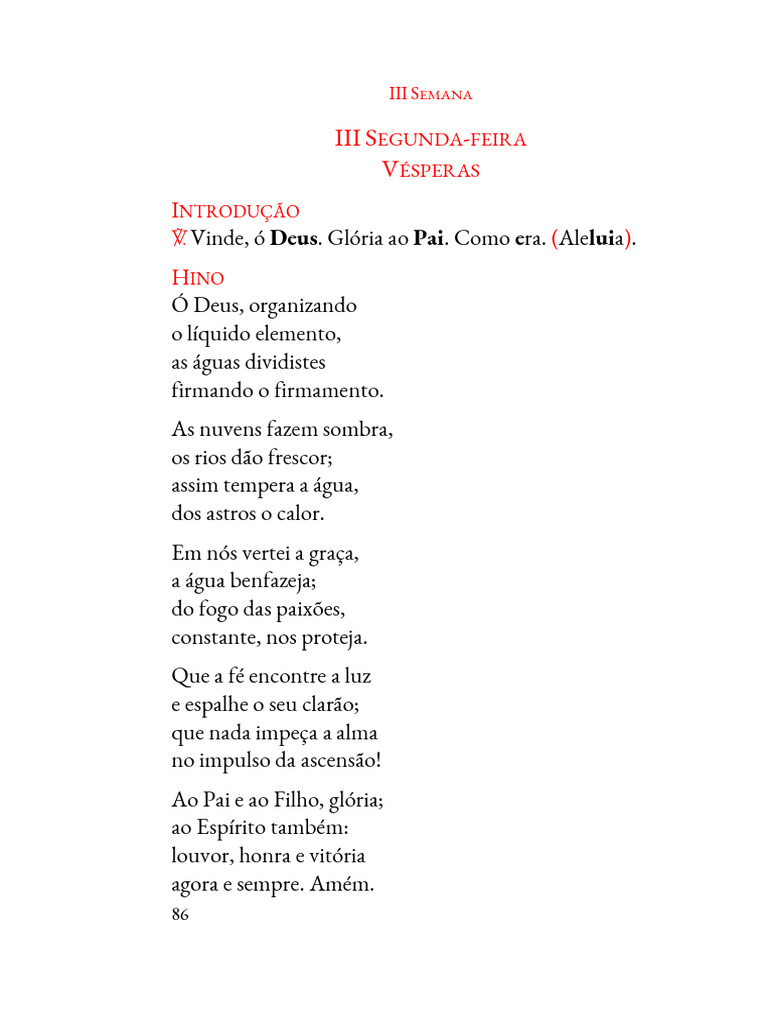 Vésperas da III Semana: Oração e Salmos | PDF | Graça no cristianismo ...