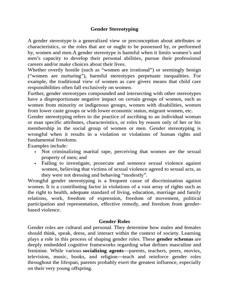 Gender Stereotyping | PDF | Gender Role | Gender