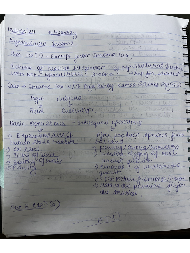 Agriculture Income Notes | PDF