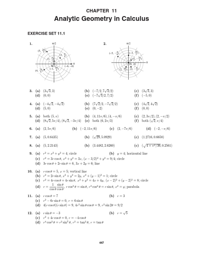 Analytic Geometry Exercises in Calculus | PDF