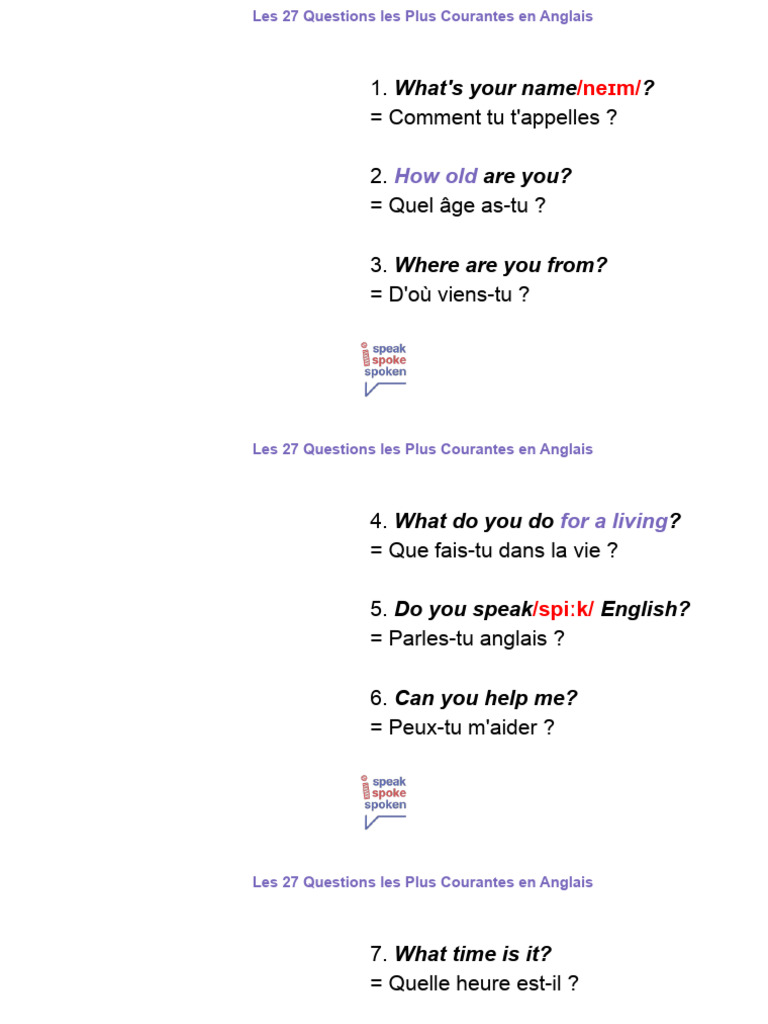 27 Questions Courantes en Anglais | PDF | Échecs | Théorie (échecs)