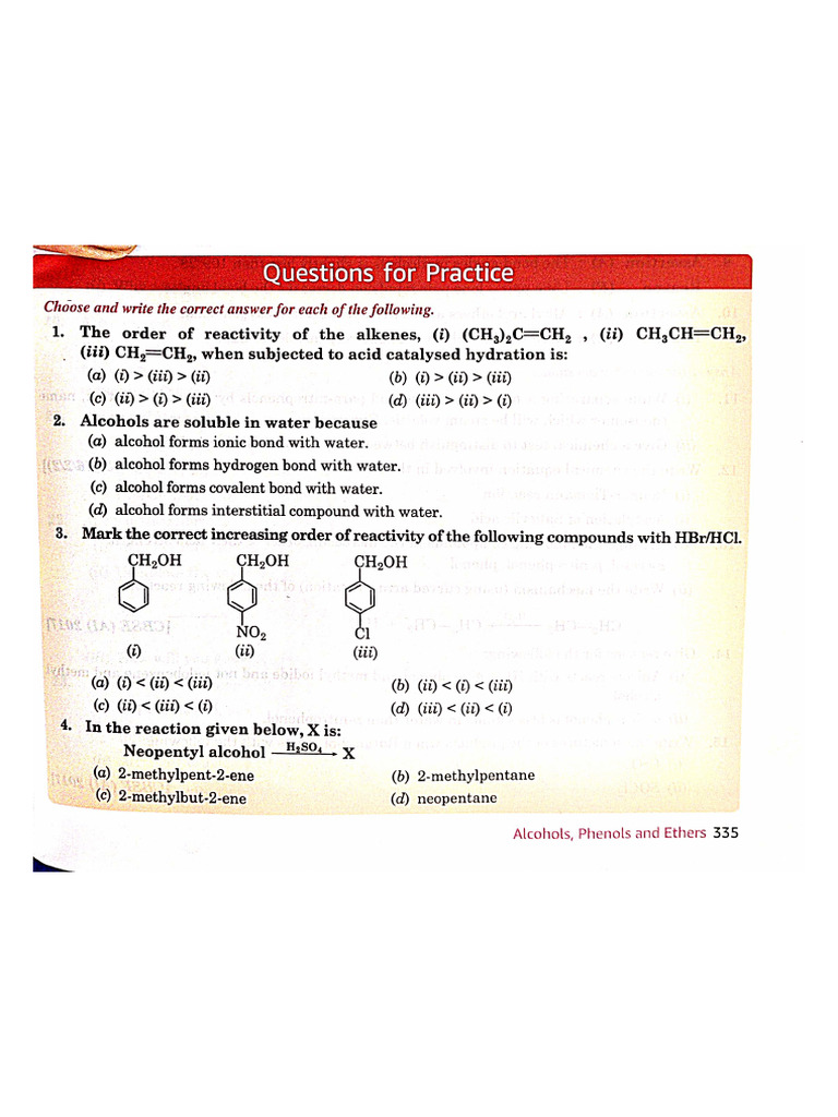 Alcohol Phenol Ether Test | PDF