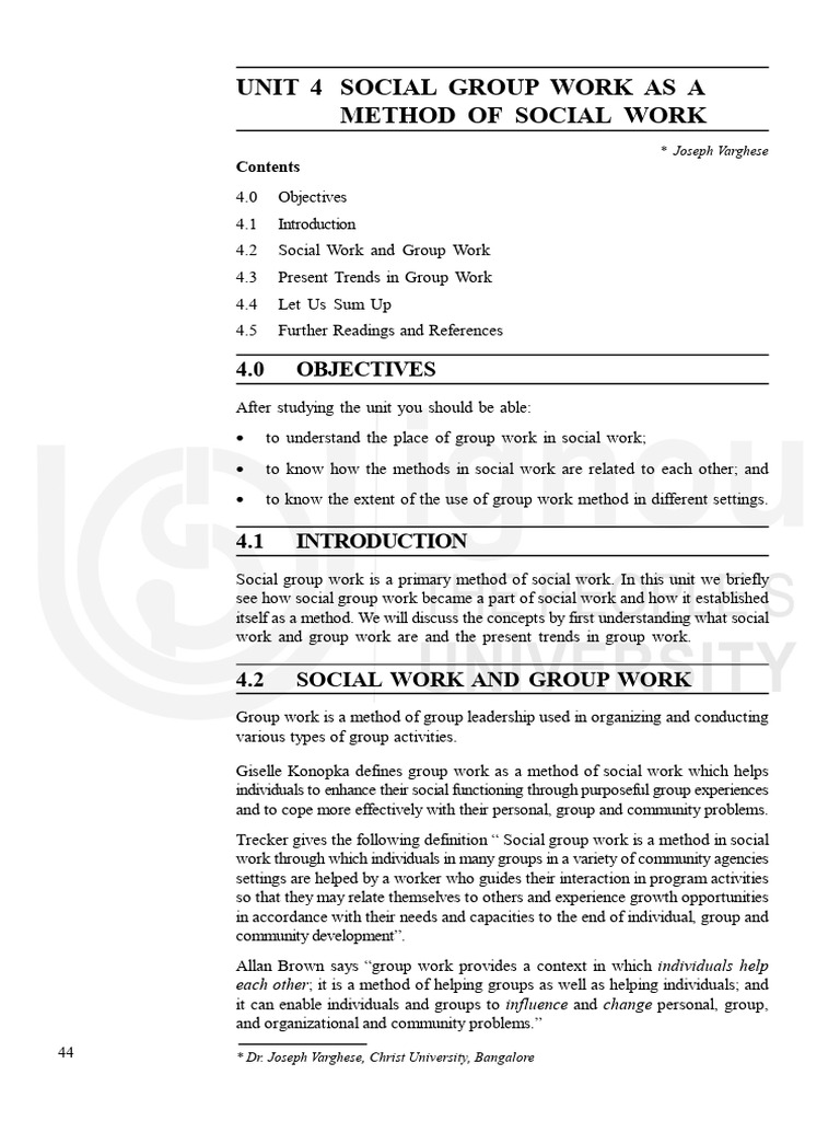 Social Group Work in Social Work Methods | PDF | Social Work | Psychology