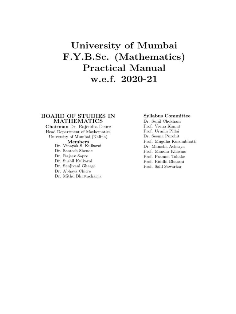 F.Y.B.Sc. Mathematics Practical Manual | PDF | Function (Mathematics ...