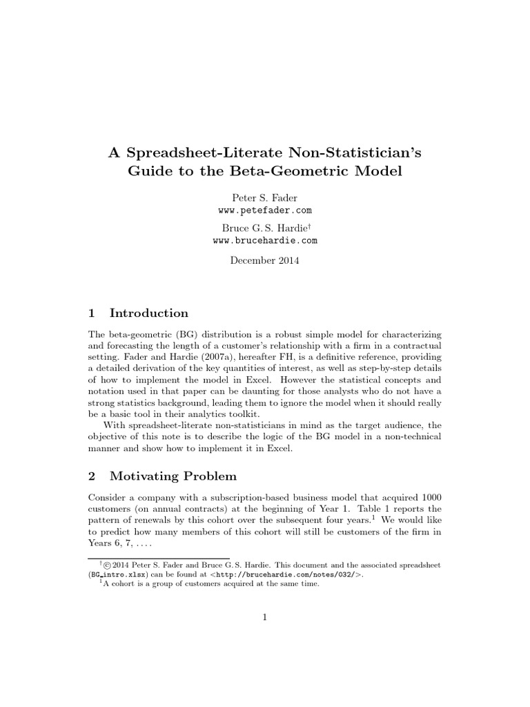 Beta-Geometric Model for Customer Retention | PDF | Least Squares ...