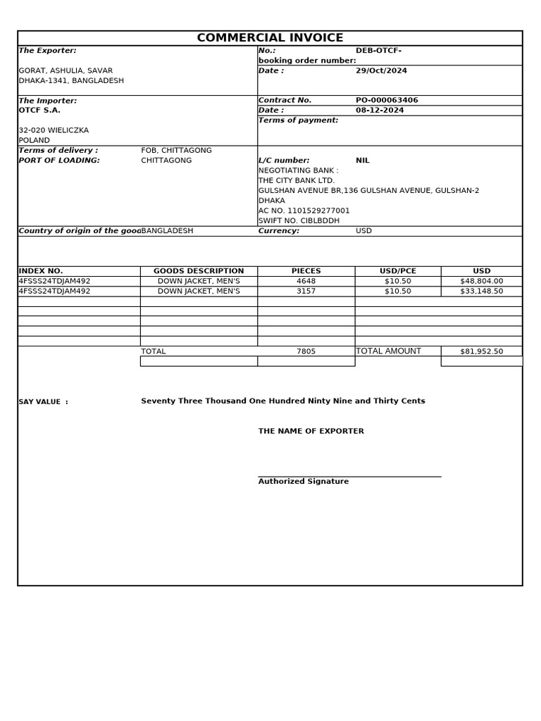 Packing List 4FSSS24TDJAM492 | PDF