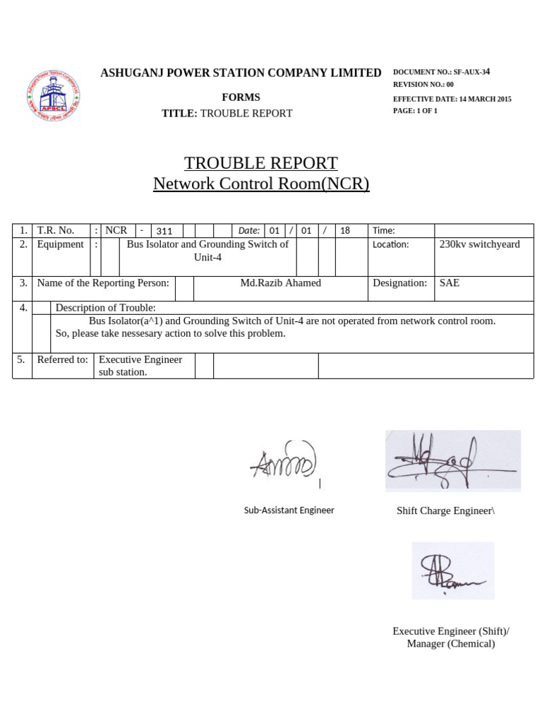 TR Report From ncr311 | PDF