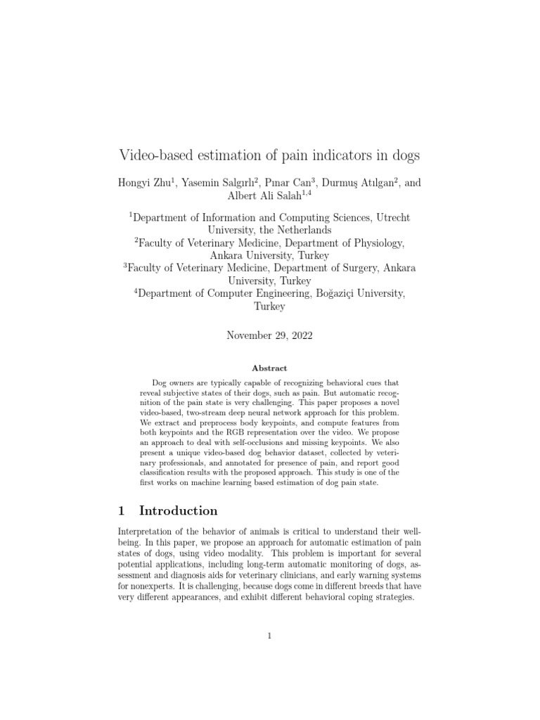 Video Analysis for Dog Pain Detection | PDF | Image Segmentation ...